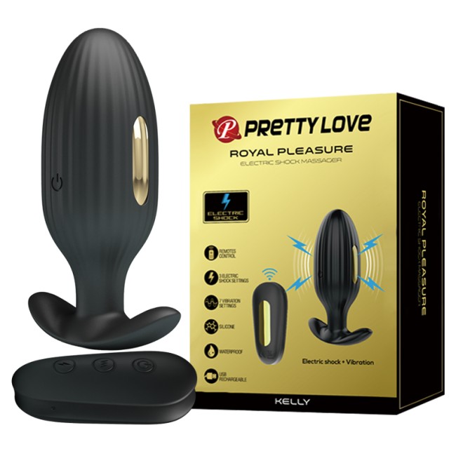 "Baile Pretty Love Electric Shock Анальная вибропробка с электростимуляцией и пультом ДУ Royal Pleasure , c вибрацией, длина 9.00см, диаметр 3.00см"