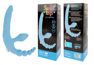 ВИБРОМАССАЖЁР (СТРАПОН АНАТОМИЧЕСКИЙ) L 70x100x150 мм D 16x21x30x29x34 мм, цвет голубой арт. ST-40185-12