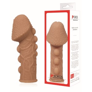 Насадка на фаллос, с пузыриками, венками и ребристость, размер M, EXTREME SLEEVE ES.009-M , длина 14.70см, диаметр 4.30см