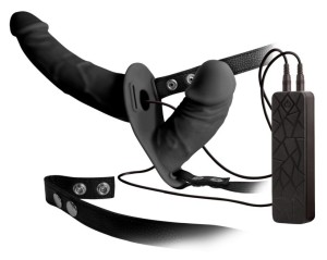 Страпон с вибрацией и вагинальной пробкой Excellent Power Double Thruster , c вибрацией, длина 17.00см, диаметр 3.00см