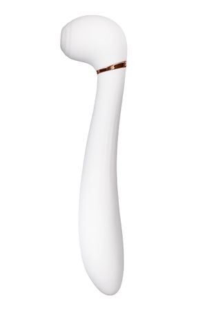 Вибратор с вакуумной стимуляцией Flovetta JASMINE, силикон, белый, 23 см