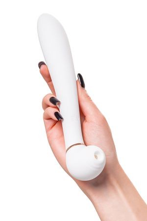 Вибратор с вакуумной стимуляцией Flovetta JASMINE, силикон, белый, 23 см