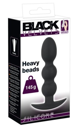 Тяжелая анальная елочка на жесткой сцепке Black Velvets Heavy Beads , длина 13.30см, диаметр 1.70см