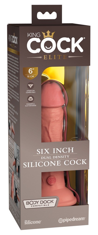 Фаллоимитатор King Cock Elite Dual Density реалистик, телесный, 15 см