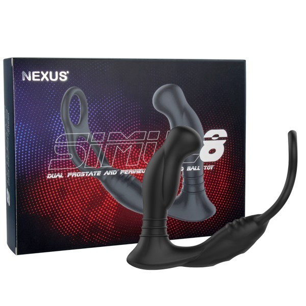 Массажер простаты Nexus Simul 8 с кольцами для пениса и мошонки