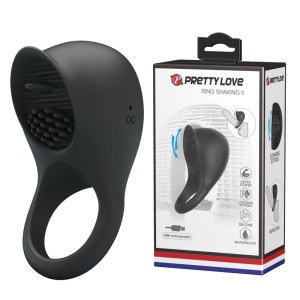 "Эрекционное виброкольцо с клиторальным стимулятором - язычком Pretty Love Ring Shaking II , c вибрацией, длина 8.00см, диаметр 3.00см"