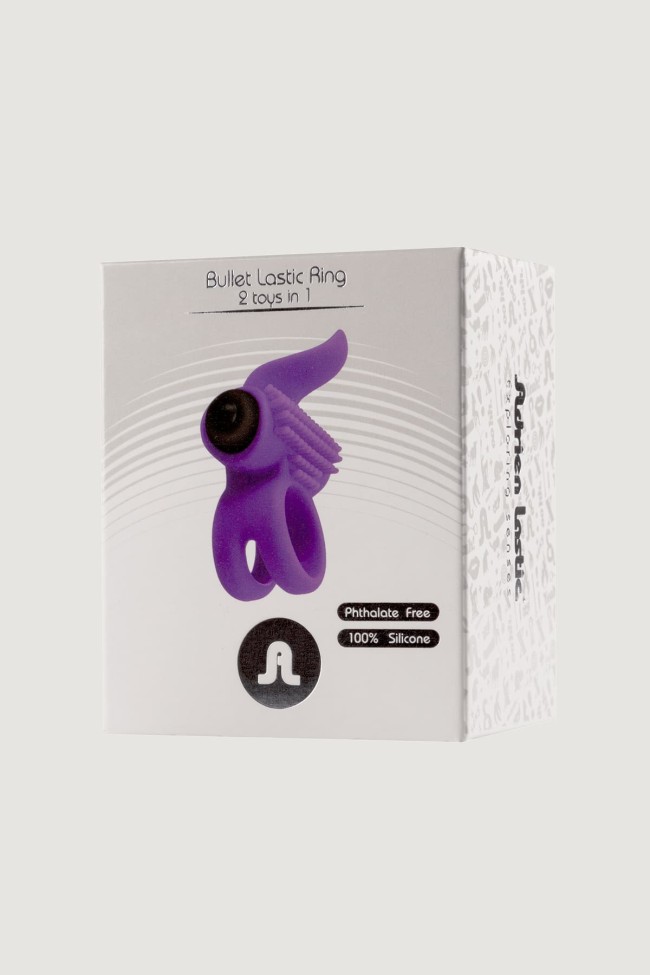 "Bullet Lastic Ring Эрекционное кольцо с подхватом мошонки и стимуляццией клитора фиолетовое , c вибрацией, длина 7.00см, диаметр 5.70см"