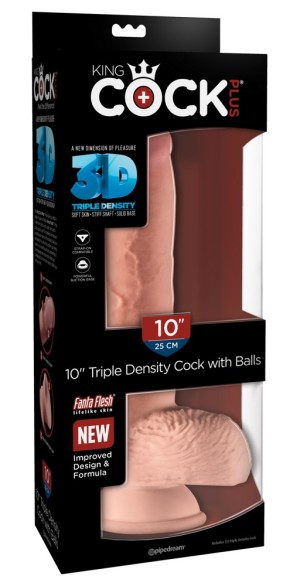 Фаллоимитатор King Cock Plus Triple Density реалистик, с мошонкой 25 см