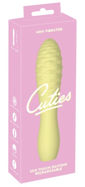 Мини-вибратор Cuties жёлтый , c вибрацией, длина 14.20см, диаметр 3.30см