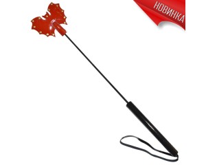 Стек с плоской хлопушкой красной лаковой кожи  Мышь летучая , длина 63.00см, диаметр 0.00см