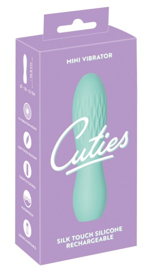 Мини-вибратор Cuties бирюзовый , c вибрацией, длина 10.80см, диаметр 2.70см