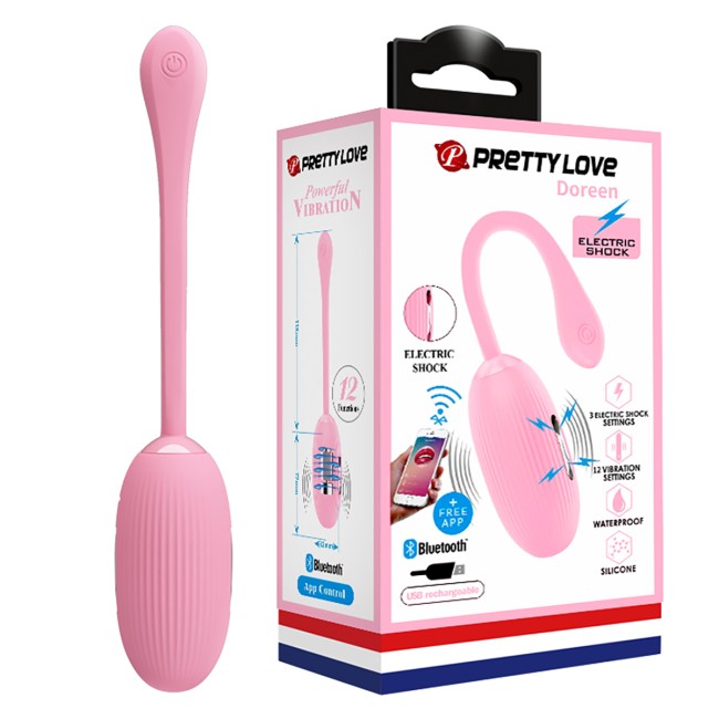 "Виброяйцо Doreen с электростимуляцией и управлением через приложение , c вибрацией, длина 19.00см, диаметр 3.20см"