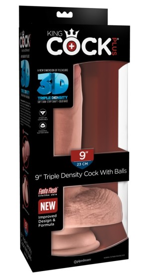 Фаллоимитатор King Cock Plus Triple Density реалистик, с мошонкой 23 см