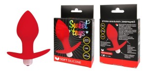 ВТУЛКА АНАЛЬНАЯ С ВИБРАЦИЕЙ L 80 мм D 40 мм, цвет красный арт. ST-40169-3