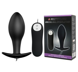 "Анальная пробка с пультом управления 12 ф-ций , c вибрацией, длина 9.00см, диаметр 3.00см"