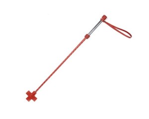 Стек плетёный красный с металлической ручкой  , длина 60.00см, диаметр 0.00см