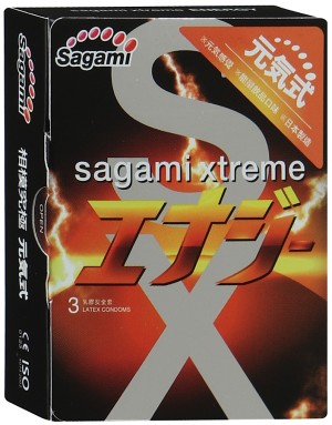 Презервативы Sagami Xtreme Energy латексные, с ароматом энергетического напитка 3шт.