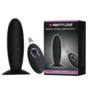 "PrettyLove Remote Control Vibrating Plug Анальная пробка с вибрацией 12 ф-ций с пультом ДУ , c вибрацией, длина 10.50см, диаметр 3.50см"