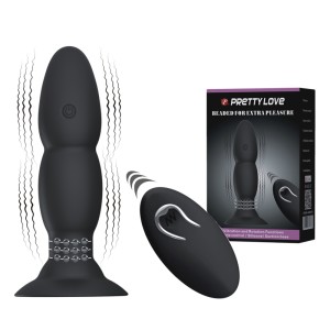 "Анальная пробка с вибрацией и риминг ротацией 4 ф-ций , c вибрацией, длина 14.00см, диаметр 3.40см"