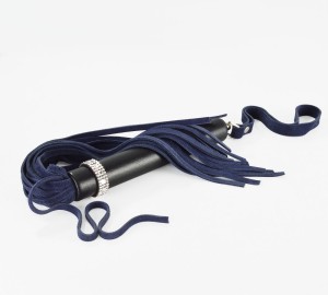 Плеть «Гламур» из кожи с велюровыми хвостами голубого оттенка , длина 40.00см, диаметр 0.00см