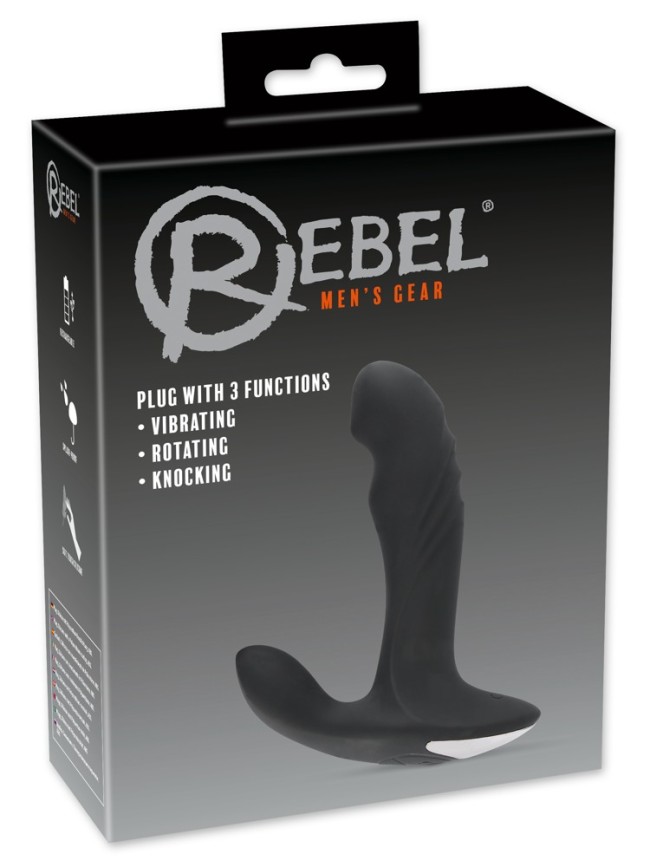 Вибромассажер простаты с функцией римминга и мануального массажа Rebel Plug with Perineum Stimulator  , c вибрацией, длина 16.60см, диаметр 2.40см