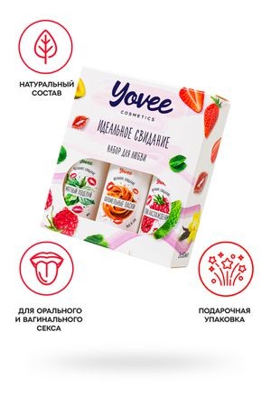 Набор гелей-смазок Yovee для любви (721002+721006+721014), вкусовые (малина+мята+карамель), 3х50 мл