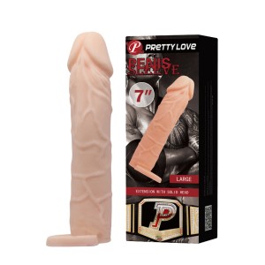 "PrettyLove Penis sleeve 7 закрытая насадка реалистик на фаллос,удлинитель + 5см , длина 18.00см, диаметр 3.60см"