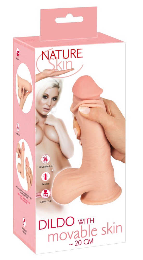 Фаллоимитатор с подвижной кожей Nature Skin 20 см , длина 19.90см, диаметр 4.90см