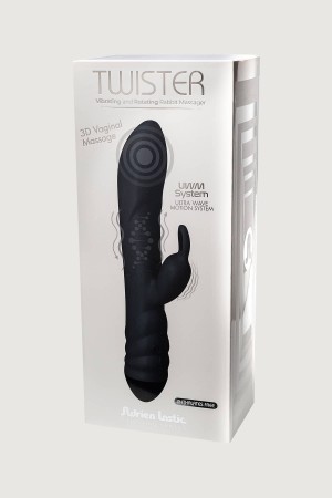 "Twister Вибратор-ротатор с клиторальным стимулятором, черный , c вибрацией, длина 23.00см, диаметр 4.00см"
