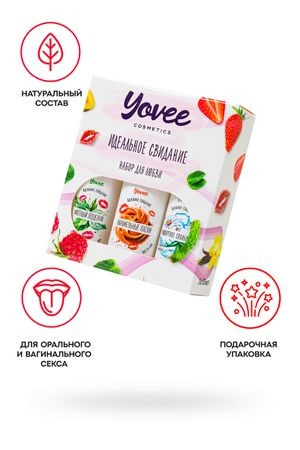Набор гелей-смазок Yovee для любви (721006+721014+721054), вкус(мята+карамель) + увл(алоэ), 3х50 мл