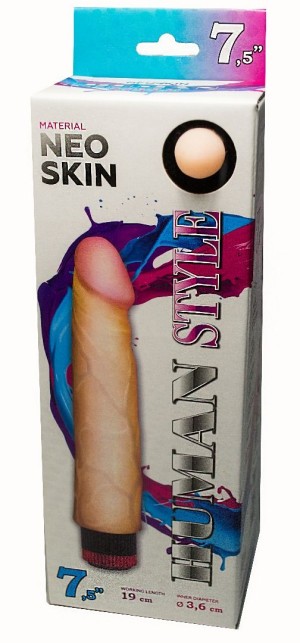 Вибратор реалистик HUMAN STYLE, L 190 мм D 36 мм, киберкожа арт. 608406