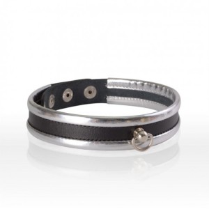 Узкий ошейник-чокер с серебристой отделкой , длина 41.00см, диаметр 0.00см