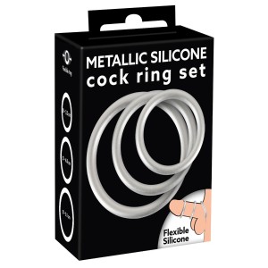 Набор эрекционных колец под металл Metallic Silicone Cock Ring Set , длина 0.00см, диаметр 3.30см