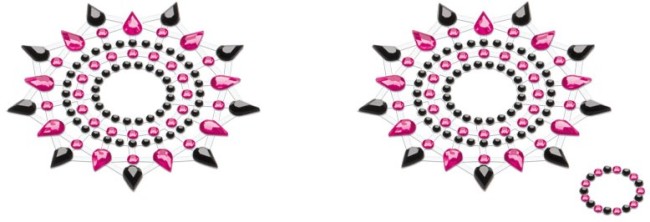 Набор стикеров Breast & Pubic Jewelry Crystal Stiker черный + розовый, 2 шт.