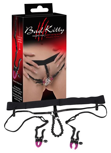 Зажимы на половые губы с промежностными бусинками Spreader-Slip , длина 68.00см, диаметр 0.00см