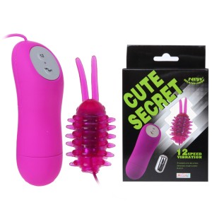 "Вибромассажер мини с насадкой букашка с пультом Cute Secret , c вибрацией, длина 4.00см, диаметр 2.00см"