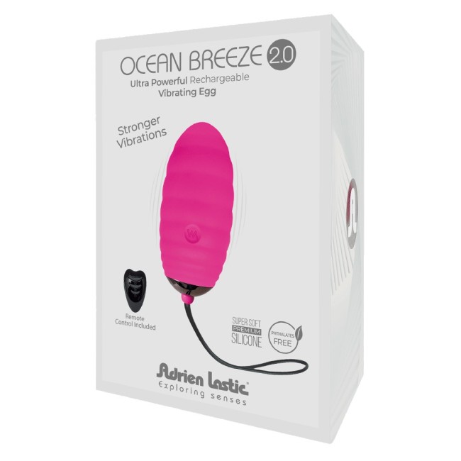 "Ocean Breeze 2.0 + LRS виброяйцо с пультом ДУ фуксия , c вибрацией, длина 7.50см, диаметр 3.40см"