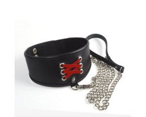 Широкий ошейник с декором корсет с поводком , длина 43.00см, диаметр 0.00см