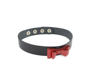 Кожаный ошейник с красным бантиком , длина 41.00см, диаметр 0.00см