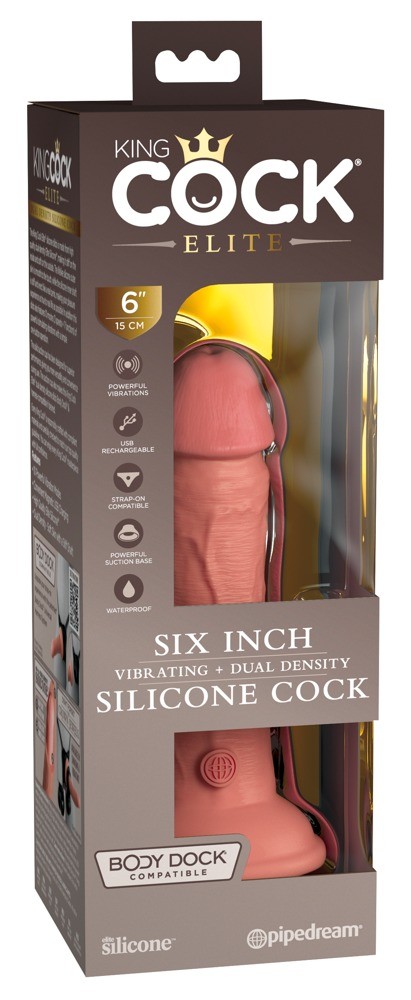 Вибратор-реалистик King Cock Ellite Dual Density телесный, 15 см