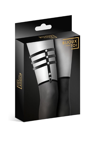 Гартер Bijoux Pour Toi тройной GARTER 3 THONGS BLACK черный , длина 0.00см, диаметр 36.00см