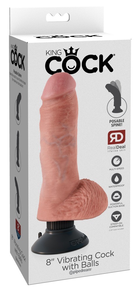 Вибратор King Cock реалистик, с мошонкой, 20 см
