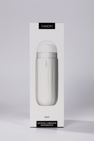 Sam White Автоматический мастурбатор, белый , c вибрацией, длина 23.50см, диаметр 8.20см