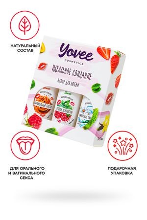 Набор гелей-смазок Yovee для любви (721002+721006+721054), вкус (малина+мята) + увл (алоэ), 3х50 мл