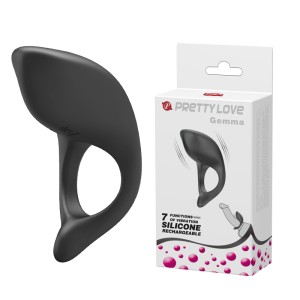 "Перезаряжаемое эрекционное виброкольцо с клиторальным стимулятором PrettyLove Gemma , c вибрацией, длина 8.00см, диаметр 5.00см"