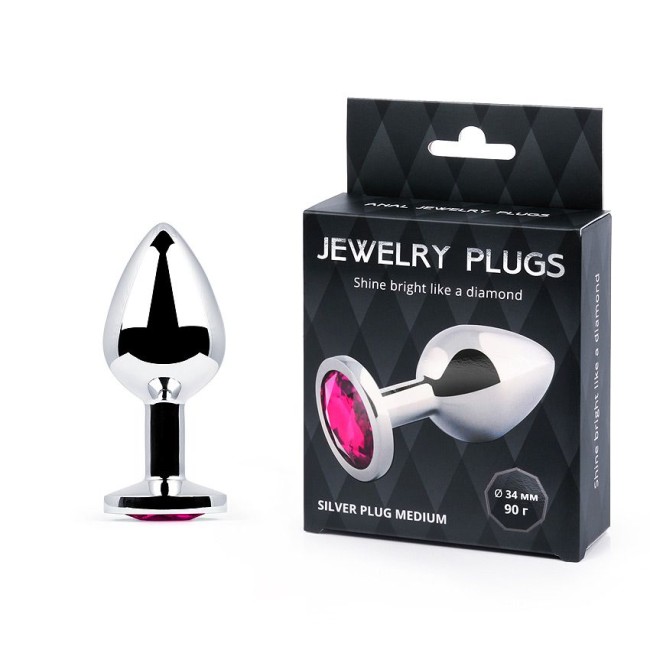 SILVER PLUG MEDIUM (втулка анальная), L 82 мм, D 34 мм, вес 90г, цвет кристалла рубиновый, арт. SM-14 SILVER PLUG MEDIUM (втулка анальная), L 82 мм, D 34 мм, вес 90г, цвет кристалла рубиновый, арт. SM-14