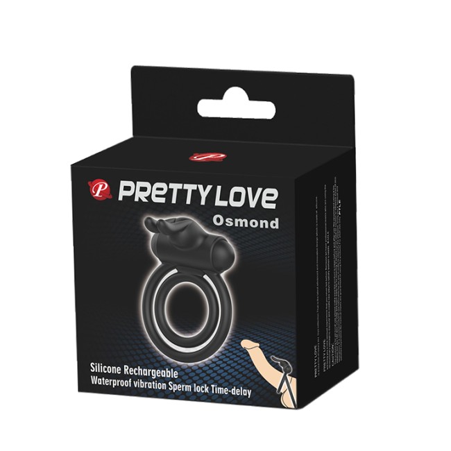 "Двойное Эрекционное виброкольцо с клиторальным отростком кролик PrettyLove Osmond , c вибрацией, длина 7.00см, диаметр 5.00см"