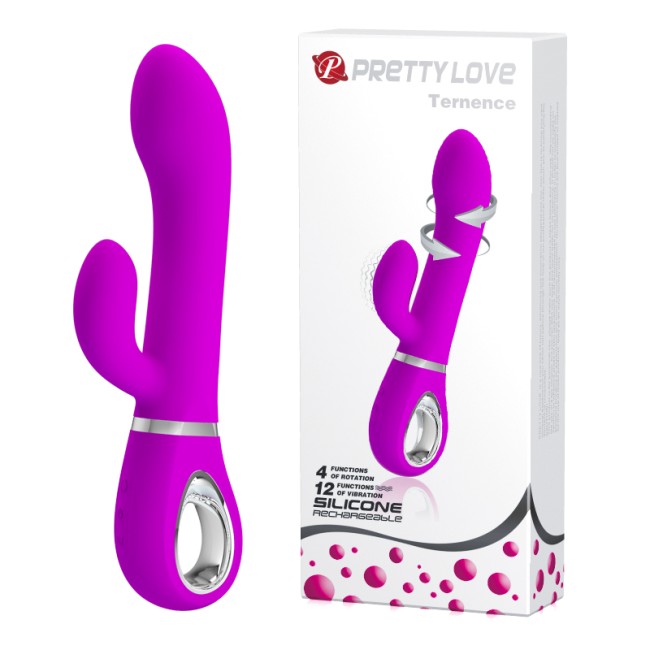 "Вибромассажер с функцией ротации и клиторальным стимулятором Baile PrettyLove Ternence , c вибрацией, длина 19.60см, диаметр 3.40см"