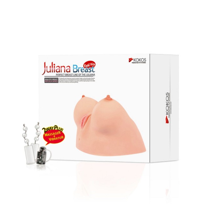 JULIANA BREAST, мастурбатор с вибрацией Грудь-вагина , c вибрацией, длина 16.00см, диаметр 20.00см