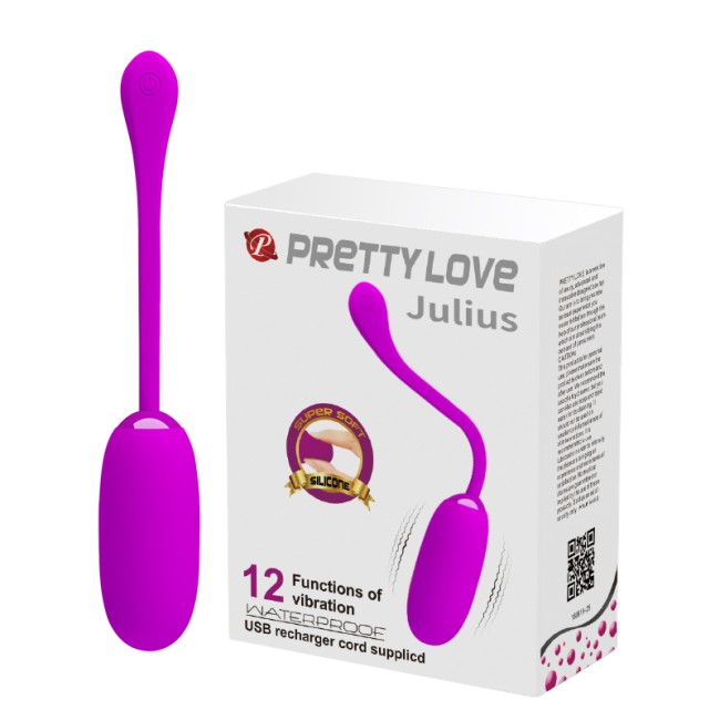 "Julius Вибромассажер-яичко PrettyLove фиол. , c вибрацией, длина 19.60см, диаметр 3.30см"